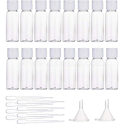 Transparent Flip Cap Round Shoulder Plastic Bottle, with Dropper and Funnel Hopper, Clear, 8.5cm, Capacity: 30ml, 32pcs/set(MRMJ-BC0001-56)