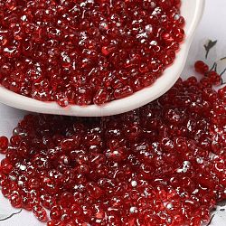 Spray Painted Glass Seed Beads, Peanut, Red, 4~5x2~2.5x2~2.5mm, Hole: 0.8~0.9mm, about 8500pcs/pound(SEED-F005-06A-05)