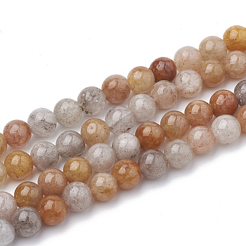 Natural Rutilated Quartz Beads Strands, Dyed, Round, 8~8.5mm, Hole: 1mm, about 45pcs/strand, 14.76 inch