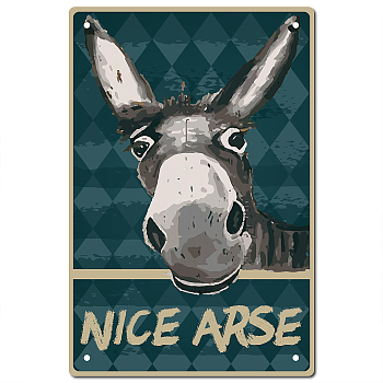 Rectangle with Word Vintage Metal Iron Sign Poster, for Home Wall Decoration, Donkey Pattern, 300x200x0.5mm