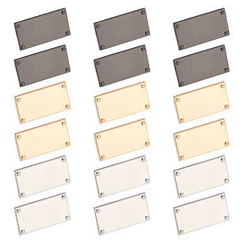 WADORN 18 Sets 3 Colors Zinc Alloy Bag Decorative Clasps, Stamping Blank Tags, with Iron Gasket, Rectangle, Mixed Color, 4x2.15x1.6cm, 6 sets/color
