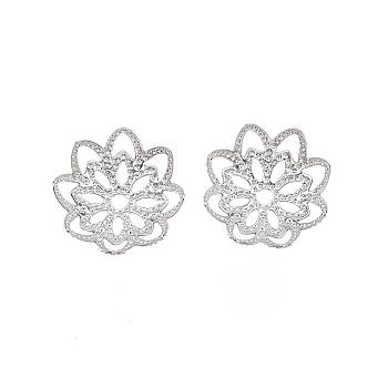 304 Stainless Steel Fancy Bead Caps, Flower, Multi-Petal, Stainless Steel Color, 10x4mm, Hole: 1mm