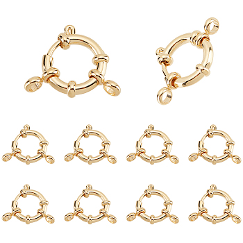 Elite 10Pcs Ion Plating(IP) 304 Stainless Steel Spring Ring Clasps, Ring, Real 24K Gold Plated, 16x4mm, Hole: 2.5mm