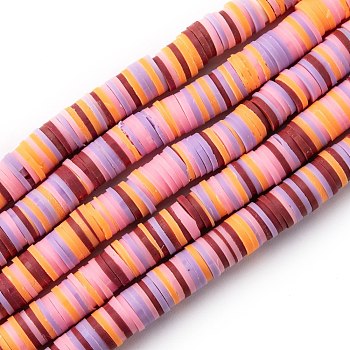 Handmade Polymer Clay Beads Strands, for DIY Jewelry Crafts Supplies, Heishi Beads, Disc/Flat Round, Pearl Pink, 8x1mm, Hole: 2mm, about 350pcs/strand, 15.75''(40cm)