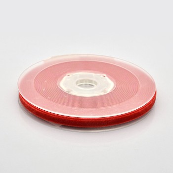 Polyester Velvet Ribbon for Gift Packing and Festival Decoration, Red, 1/4 inch(7mm), about 70yards/roll(64m/roll)