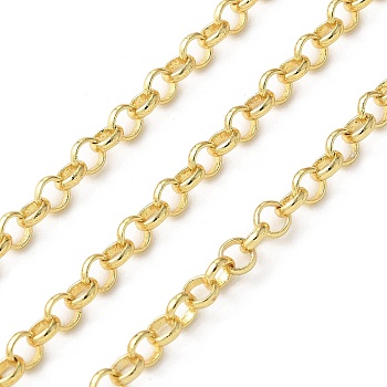 Brass Rolo Chains, Soldered, with Spool, Real 18K Gold Plated, 3.5x1mm