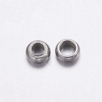 304 Stainless Steel Beads, Rondelle, Stainless Steel Color, 2.5x1mm, Hole: 1.6mm