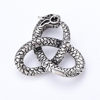 304 Stainless Steel Multi-Strand Links, Dragon, Antique Silver, 34x38x7mm, Hole: 6~13mm