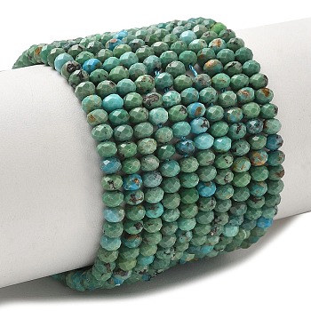 Natural HuBei Turquoise Beads Strands, Faceted, Rondelle, 3.5x2.5mm, Hole: 0.7mm, about 128pcs/strand, 15.35''(39cm)