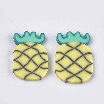 Handmade Polymer Clay Cabochons, Pineapple, Yellow, 21~23x14~16x2mm