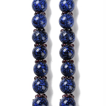 Handmade Lampwork Beads Strands, Blueberry, Midnight Blue, 14.5x13.5mm, Hole: 1mm, about 30pcs/strand, 19.49''(49.5cm)