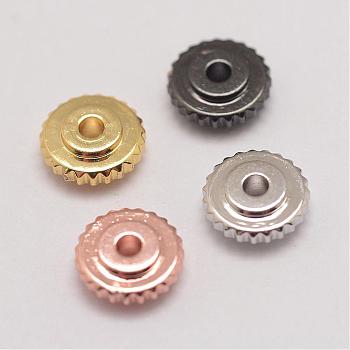 Brass Spacer Beads, Flat Round, Mixed Color, 6x2mm, Hole: 1mm