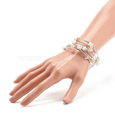 5-boucles de bracelets enroulés de perles de pierre de lune blanche naturelle pour femme(BJEW-JB01517-08)-3
