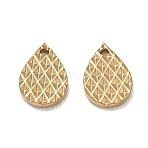 304 Stainless Steel Pendants, Faceted Teardrop Charms, Ion Plating(IP), Real 18K Gold Plated, 13.5x9.5x2mm, Hole: 1.3mm(SA-CBAF1D5-11G)