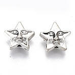Tibetan Style Alloy Beads, Cadmium Free & Lead Free, Star, Antique Silver, 11.5x12x4mm, Hole: 1.2mm(X-TIBE-R317-092AS-LF)
