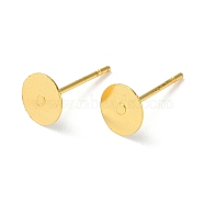 Stud Earring Settings, Brass Head and Stainless Steel Pin, Lead Free, Cadmium Free and Nickel Free, Golden, Tray: 6mm, 12mm, Pin: 0.7mm(KK-C2899-NFG-01)