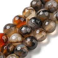 Natural Agate Beads Strands, Dyed & Heated, Round, Faceted, Camel, 6mm, Hole: 1mm, about 62pcs/strand, 14.37~14.76 inch(36.5~37.5cm)(G-C082-A01-14)