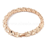 Brass Link Chain Bracelets for Women Men, Light Gold, Heart, 7-3/8 inch(18.8cm), Link: 11x9x3mm(BJEW-P324-01K-KCG)