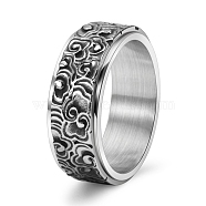 Rotatable Tainless Steel Finger Ring, Cloud for Men, Antique Silver, US Size 11(20.6mm)(PW-WG99EDB-05)