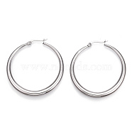 201 Stainless Steel Big Hoop Earrings for Women, with 304 Stainless Steel Pins, Stainless Steel Color, 48x43.5x5mm, Pin: 1mm(EJEW-N052-04D-01)