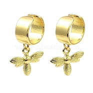 Rack Plating Brass Bee Dangle Cuff Earrings, Non Piercing Earrings, Long-Lasting Plated, Lead Free & Cadmium Free, Real 18K Gold Plated, 25x11x6mm(KK-B077-16G)