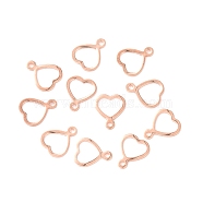 304 Stainless Steel Charms, Stamping Blank Tag, Heart, Rose Gold, 11x8.7x1mm, Hole: 1mm(STAS-P227-19RG)