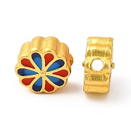 Alloy Enamel Beads, Rack Plating, Flower, Matte Gold Color, Red, 9.5x5.5mm, Hole: 1.8mm(ENAM-M048-15MG-B)