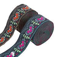 AHANDMAKER 2 Rolls 2 Colors Ethnic Style Embroidery Polyester Ribbons, Jacquard Ribbon, Garment Accessories, Floral Pattern, Mixed Color, 1-1/4 inch(33mm), 275.6 inch/roll, 1roll/color(OCOR-GA0001-14)