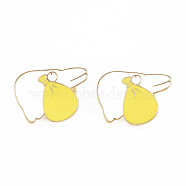 Duck Enamel Pin, Cartoon Alloy Brooch for Backpack Clothes, Cadmium Free & Lead Free, Light Gold, Yellow, 17x21x11mm, Pin: 1mm(PALLOY-S132-306)