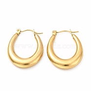 Ion Plating(IP) 304 Stainless Steel Chunky Oval Hoop Earrings for Women, Golden, 26x20x4mm, Pin: 0.7mm(X-EJEW-F283-08G)