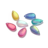 Glass Pendants, Frosted, Teardrop, Mixed Color, 15.5x8.8x5.5mm, Hole: 1mm(RGLA-L024-C-LM)