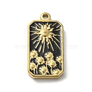 304 Stainless Steel Pendants, with Enamel, Rectangle with Tarot Pattern, Golden, Sun, 25.5x13x3mm, Hole: 2mm(X-STAS-G320-02F-G)