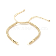 Adjustable Braided Polyester Cord Bracelet Making, with 304 Stainless Steel Jump Rings, Round Brass Beads, Wheat, 7-1/8 inch(18cm)(AJEW-JB01109-03)