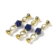 Natural Dyed Lapis Lazuli with Brass Fold Over Clasps, Real 18K Gold Plated, Long-Lasting Plated, Rack Plating, Faceted Twist, 45mm(G-G141-02G-02)