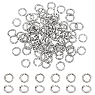 100Pcs 304 Stainless Steel Textured Jump Rings, Open Jump Rings, Round Ring, Stainless Steel Color, 16 Gauge, 7x1.2mm, Inner Diameter: 4.5mm(STAS-UN0041-17)