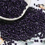 Baking Paint Glass Seed Beads, Cylinder, Indigo, 2.5x2mm, Hole: 1.4mm, about 45359pcs/pound(SEED-S042-05A-27)