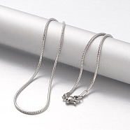 Non-Tarnish 304 Stainless Steel Snake Chain Necklaces, with Lobster Claw Clasps, Stainless Steel Color, 17.7 inch(45cm), 1.5mm(NJEW-F195-04B-P)