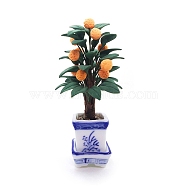 Clay Orange Tree Potted Model, Micro Landscape Home Dollhouse Accessories, Pretending Prop Decorations, Blue, 80mm(PW-WG46381-01)