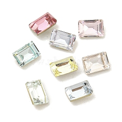 Glass Rhinestone Cabochons, Flat Back & Back Plated, Faceted, Rectangle, Mixed Color, 4x2.5x2mm(RGLA-L029-15A)