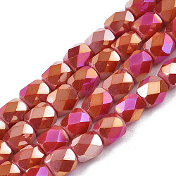 Electroplate Glass Beads Strands, AB Color Plated, Faceted, Column, Cerise, 5.5x5mm, Hole: 1.2mm, about 99pcs/strand, 21.85 inch(55.5cm)(X-EGLA-N002-13-A15)
