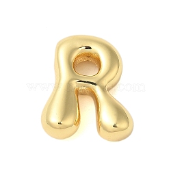 Rack Plating Brass Pendants, Cadmium Free & Lead Free, Long-Lasting Plated, Real 18K Gold Plated, Letter R, 18x15x5.5mm, Hole: 1.8x3mm(KK-C067-10G-R)