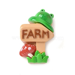 Opaque Resin Cabochons, Word Farm with Frog, 34.5x21x9.2mm(RESI-D310-01B)