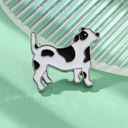 Puppy Dog Enamel Pins, Golden Alloy Brooches for Backpack Clothes, White, 23x26.5mm(JEWB-M048-05D)