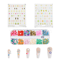 SUPERFINDINGS DIY Nail Art Decorations, including Handmade Polymer Clay Cabochons and PET Nail Art Stickers, Mixed Color, 133x80x0.4mm(DIY-FH0005-11)