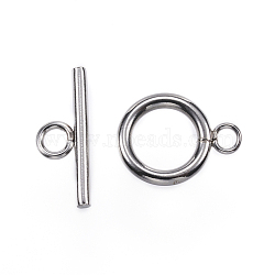 304 Stainless Steel Toggle Clasps, Ring, Stainless Steel Color, Ring: 16x12x2mm, Hole: 2.5~3mm, Bar: 18x7x2mm, Hole: 3mm(STAS-E147-33P)