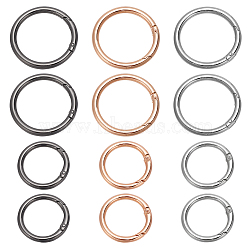 WADORN 12Pcs 6 Styles Zinc Alloy Spring Gate Rings, Round Ring, Mixed Color, 4~6 Gauge, 33~47x4~5mm, Hole: 25.5~38mm, 2pcs/style(FIND-WR0007-08)