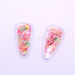 Plastic with Resin and Polymer Clay Accessories, DIY for Bobby pin Accessories, Oval with Fruit, Mixed Color, 55x29x5mm(RESI-CJC0007-32F)