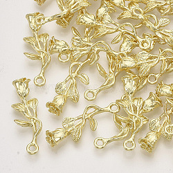 Alloy Pendants, Rose, Light Gold, 28.5x9.5x5.5mm, Hole: 2mm(X-PALLOY-S121-204)