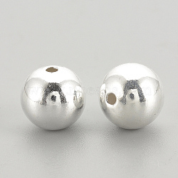 925 Sterling Silver Beads, Round, Silver, 6x5.5mm, Hole: 1.5mm(STER-S002-15-6mm)