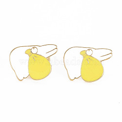 Duck Enamel Pin, Cartoon Alloy Brooch for Backpack Clothes, Cadmium Free & Lead Free, Light Gold, Yellow, 17x21x11mm, Pin: 1mm(PALLOY-S132-306)